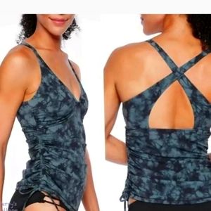 Athleta Shadow Dye Side Scrunch Swim Tankini Top Sz XXS